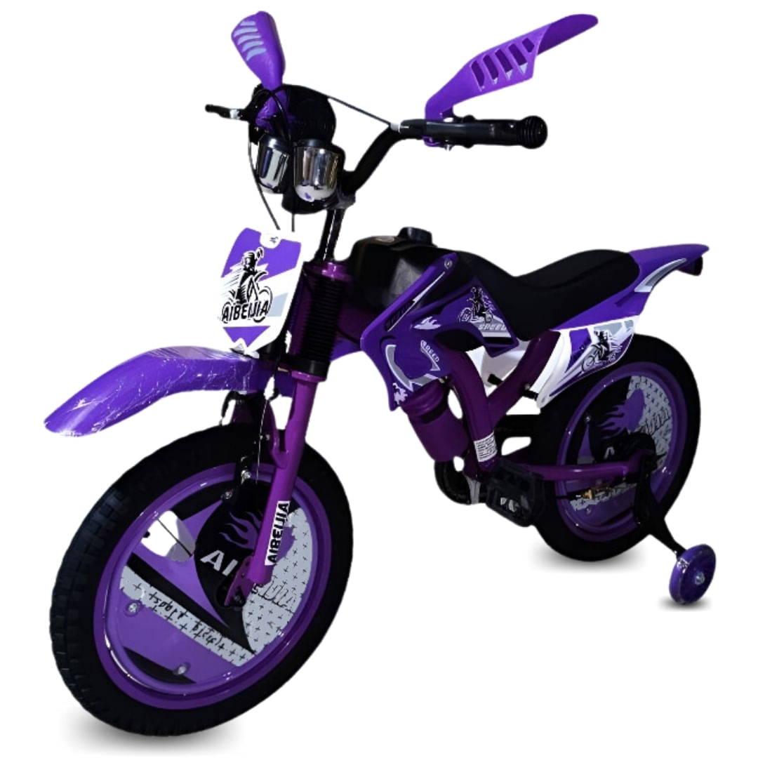 Bicicleta para Niños Aro 16 Moto Cross Morado