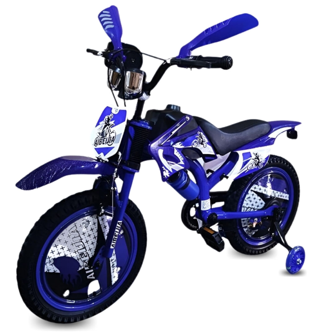 Bicicleta para Niños Aro 16 Moto Cross Azul