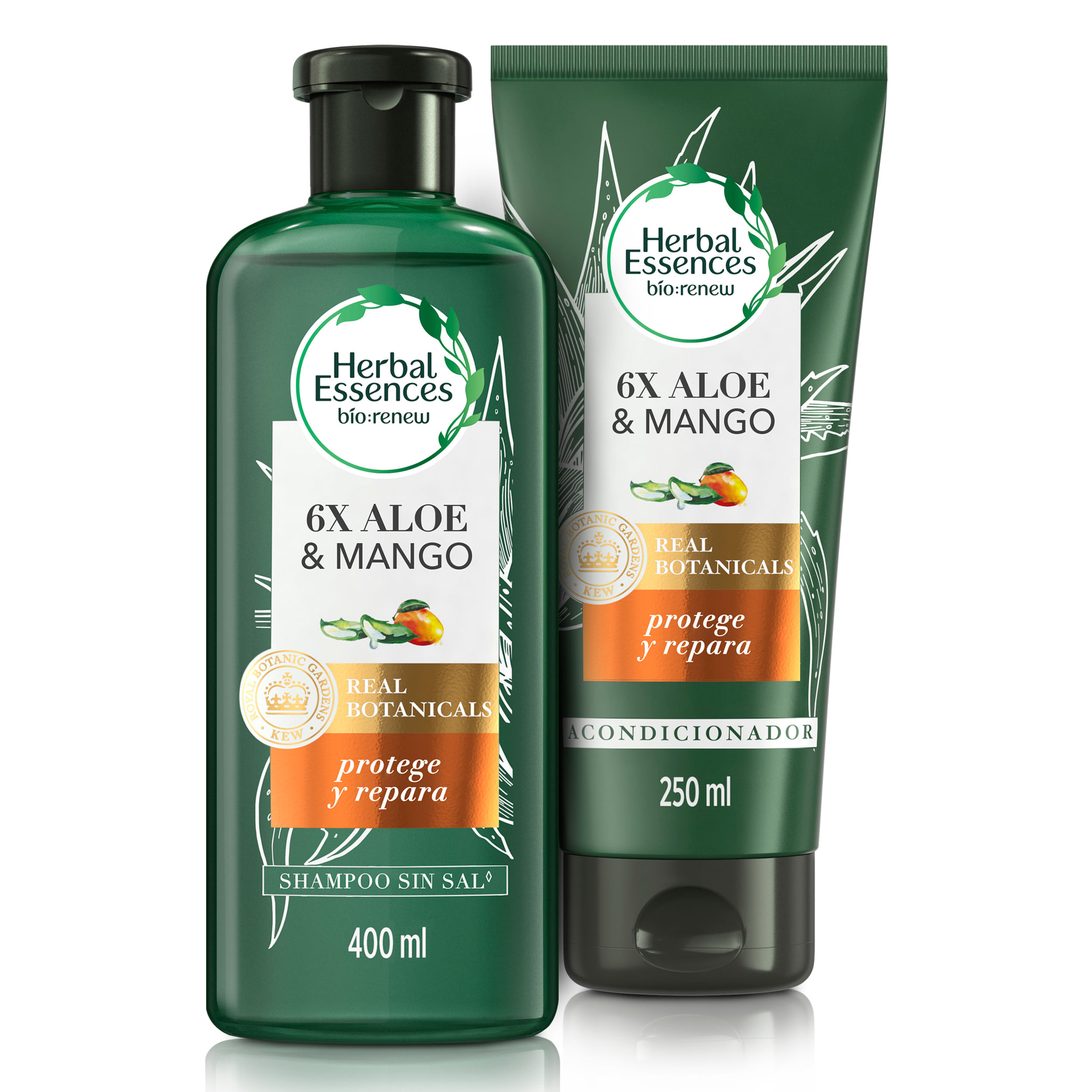 Pack HERBAL ESSENCES Aloe & Mango Shampoo Frasco 400ml + Acondicionador 250ml