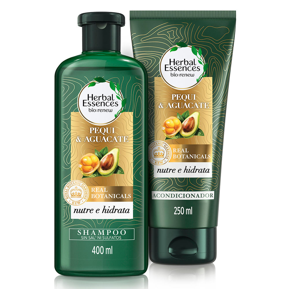 Pack Herbal Essences Bio:Renew Pequi & Aguacate Nutre e Hidrata Shampoo 400ml + Acondicionador 250ml