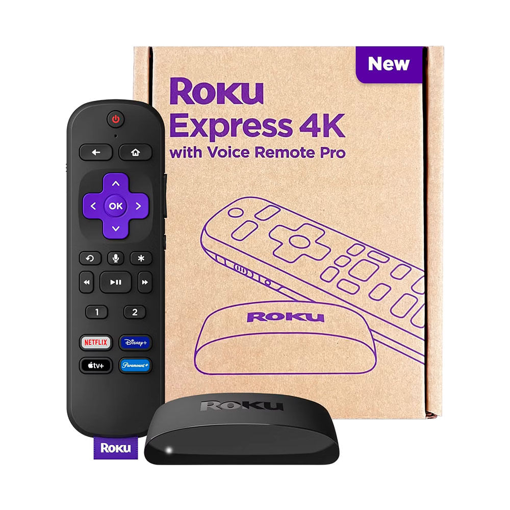 Dispositivo de Streaming Roku Express 4K con Control Remoto por Voz Pro