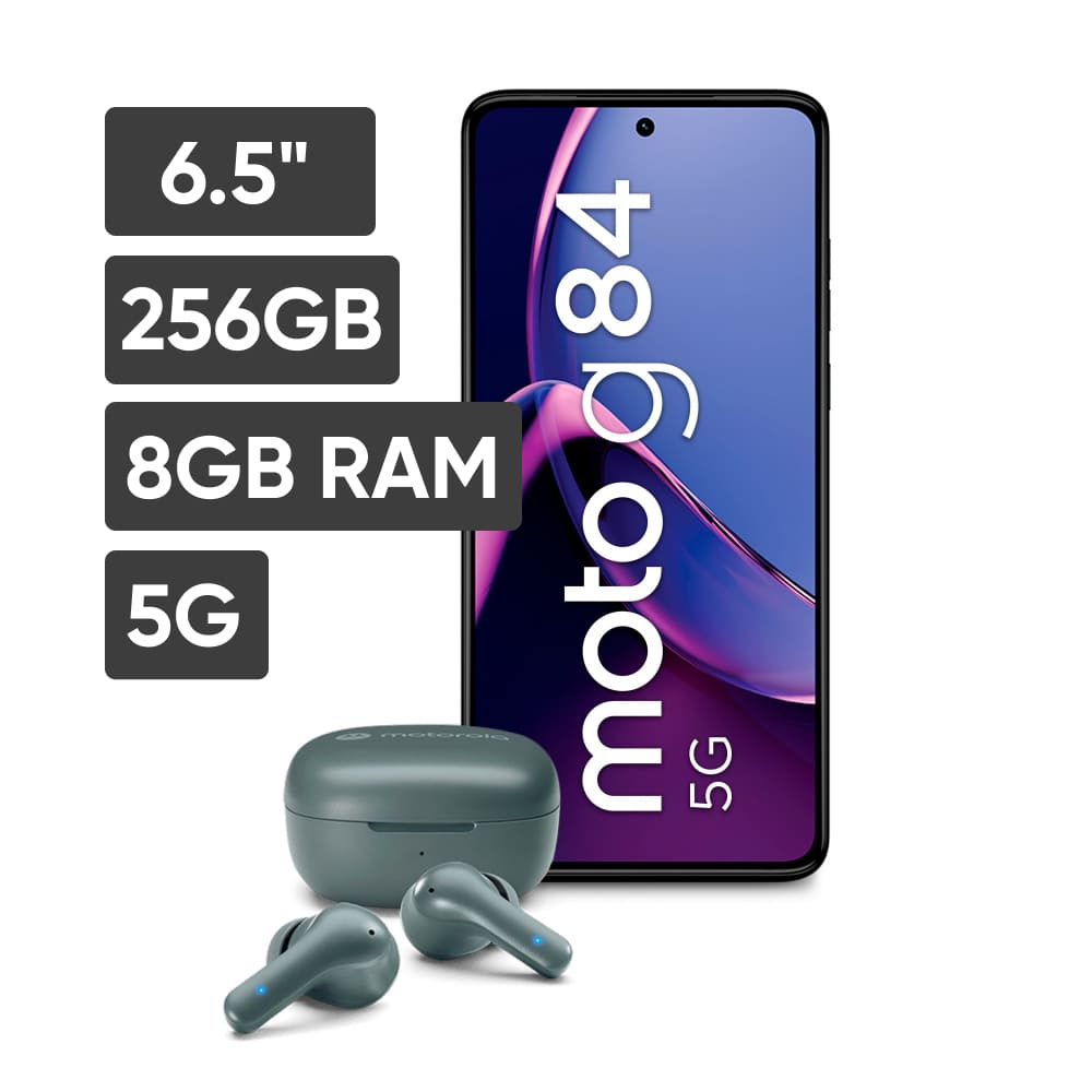 Smartphone MOTOROLA G84 6.5" 8GB 256GB 50MP+8MP Negro + Audífonos Moto Buds 135