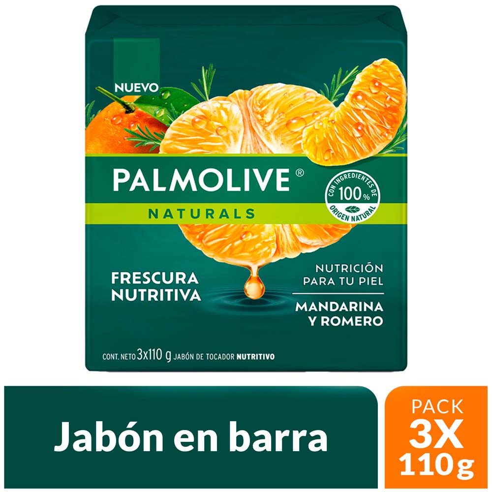 Jabón Palmolive Mandarina y Romero Pack 3x 110g