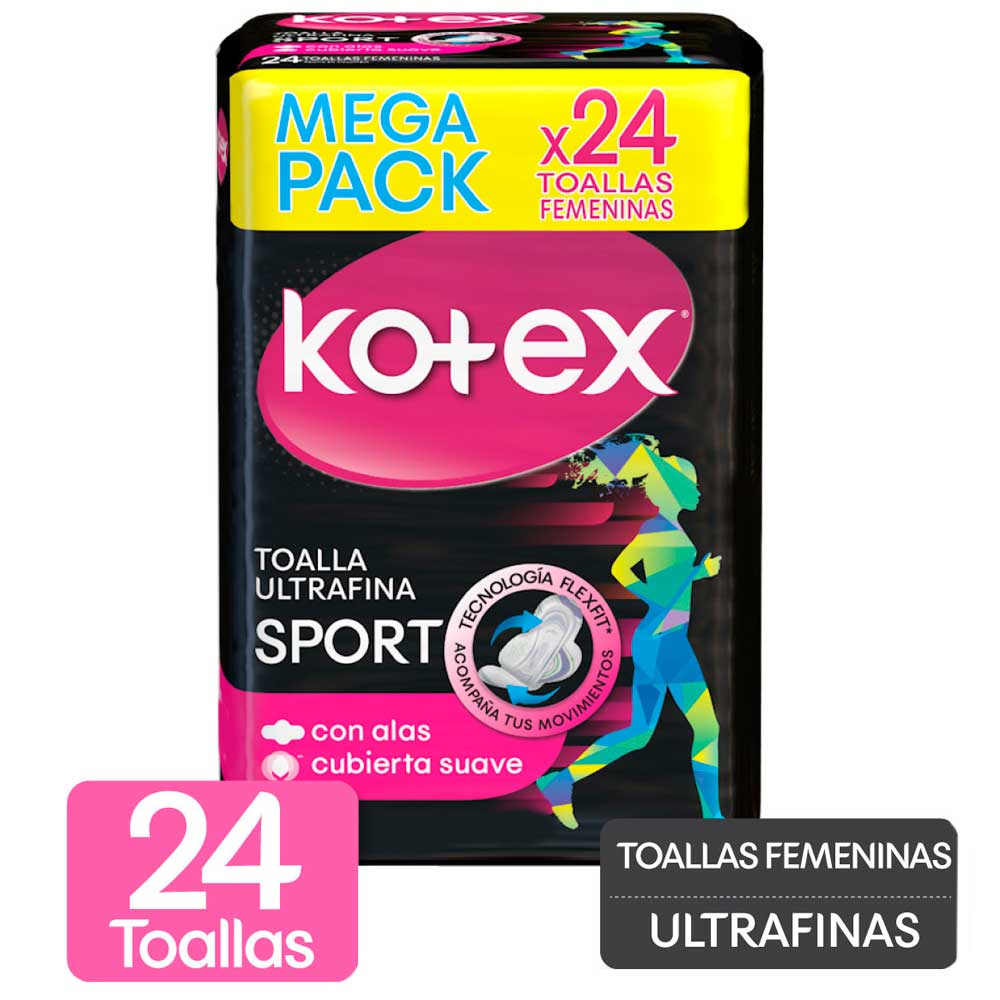 Toallas Higiénicas KOTEX Sport Mega Pack 24un