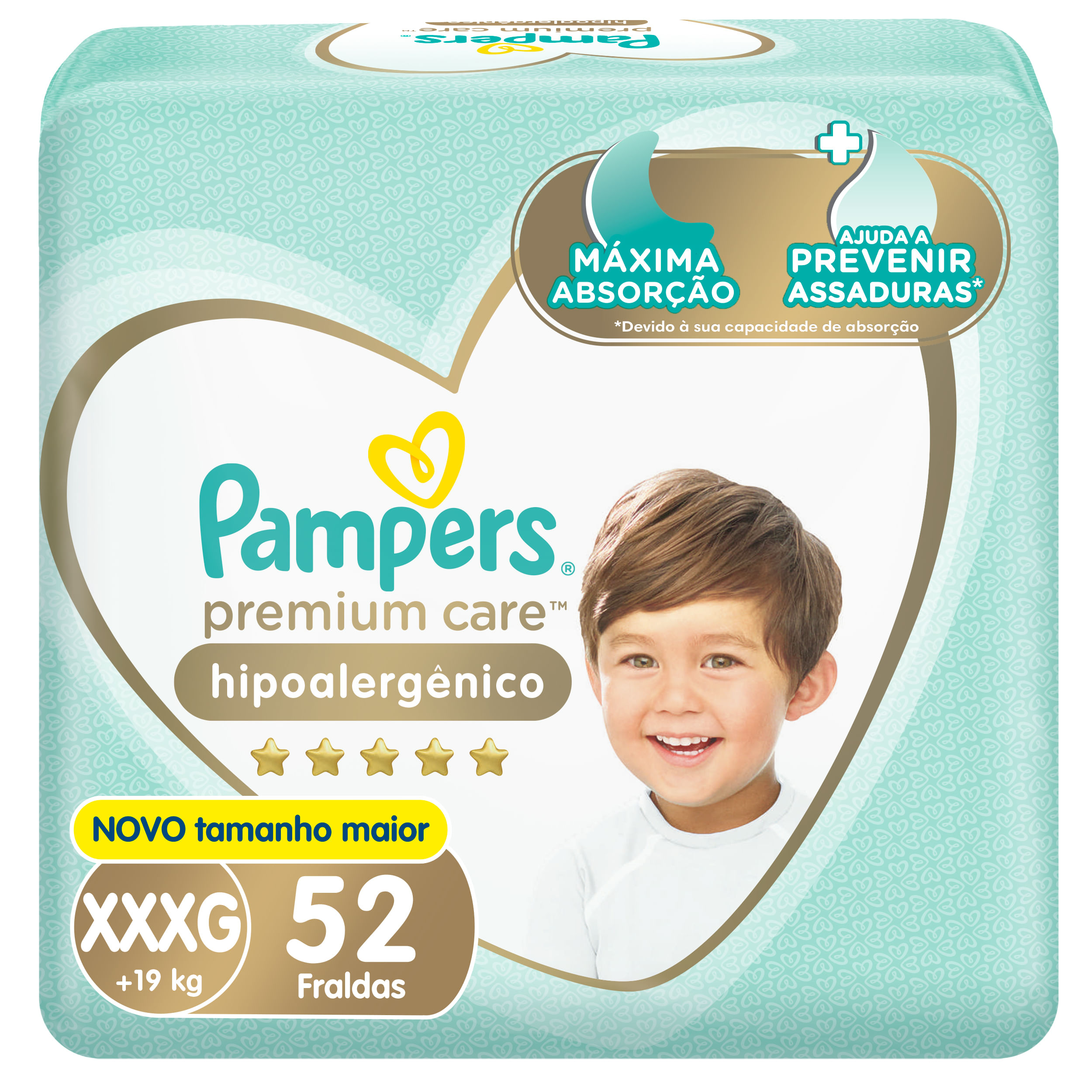 Pañales PAMPERS Premium Care Hipoalergénico Talla XXXG 52un
