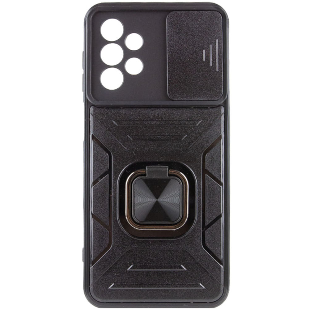 Funda para Samsung A73 5G Robot con Aro + protector de camara Negro con Aro y Protector Resistente