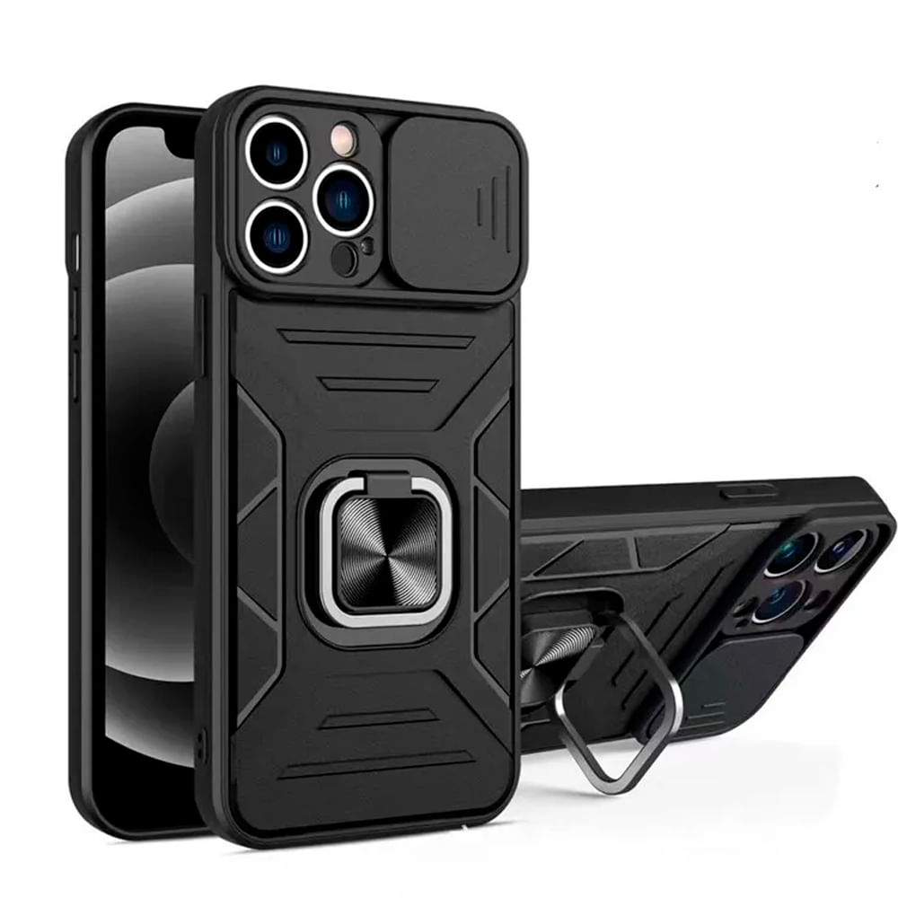 Funda Case for Samsung A52s Robot con Aro + protector de camara Negro con Aro y Protector Resistente