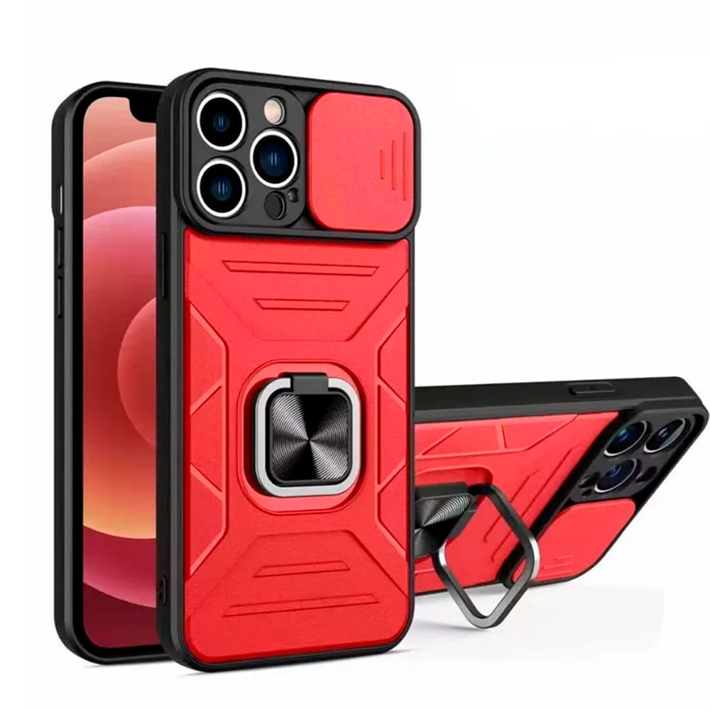 Funda Case para Samsung A52s Robot con Aro + protector de camara Rojo con Aro y Protector Resistente