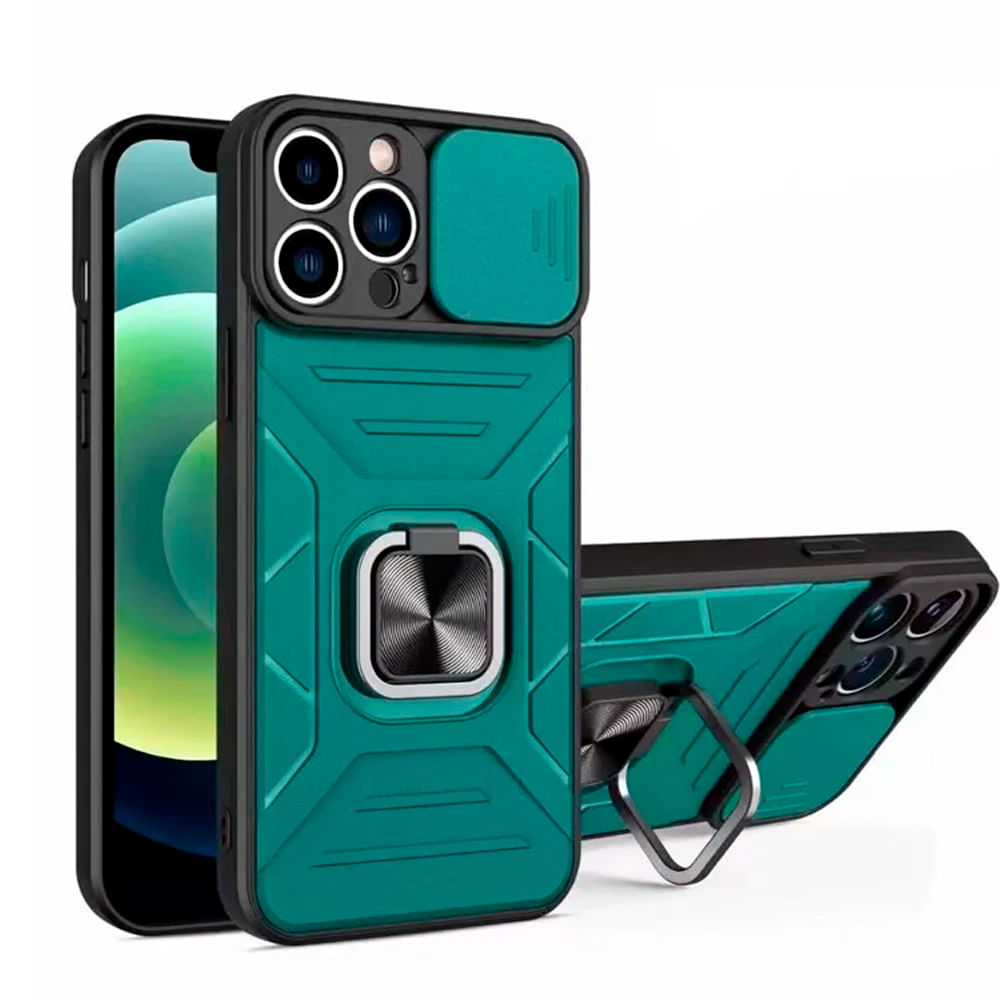 Funda Case for Samsung A52s Robot con Aro + protector de camara Verde con Aro y Protector Resistente