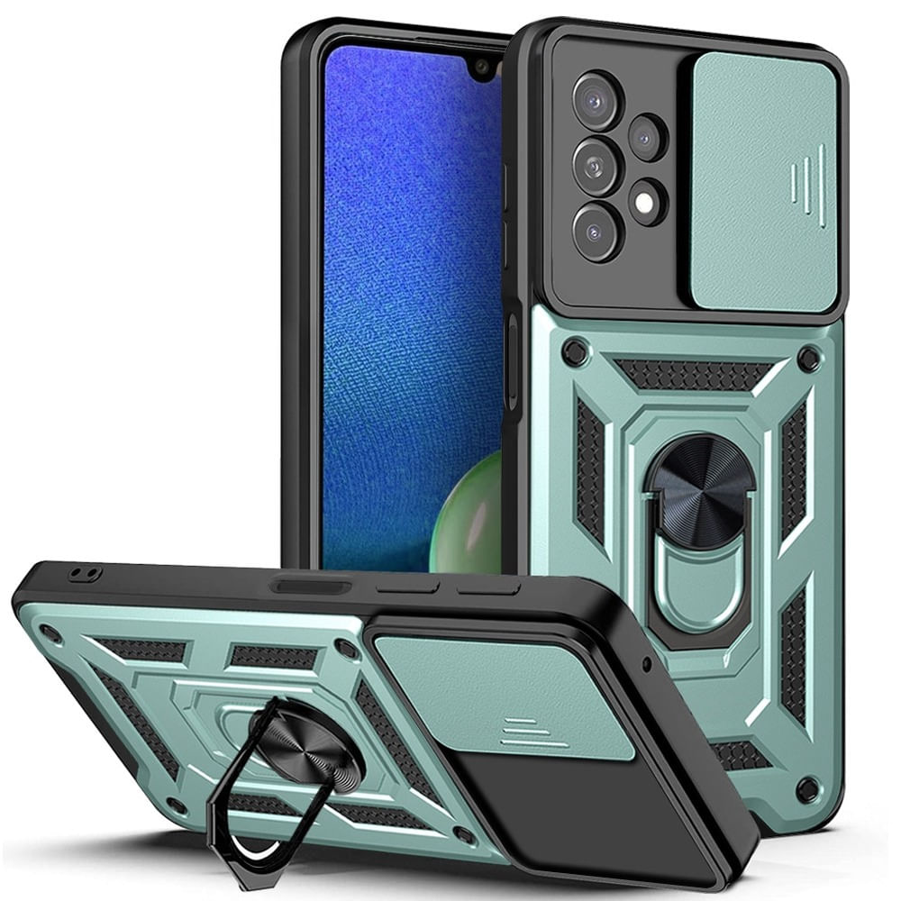 Funda Case para Samsung A52s con protector de camara Verde Resistente ante Caídas y Golpes