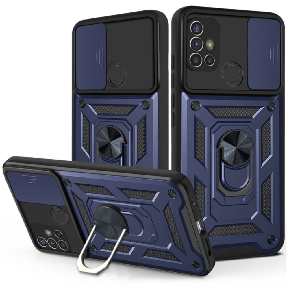 Funda Case para Motorola G10 con protector de camara Azul Resistente ante Caídas y Golpes