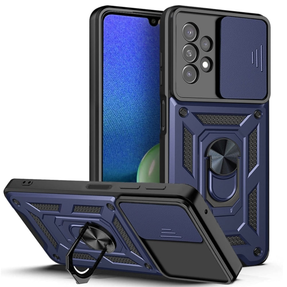 Funda Case para Samsung A52s con protector de camara Azul Resistente ante Caídas y Golpes