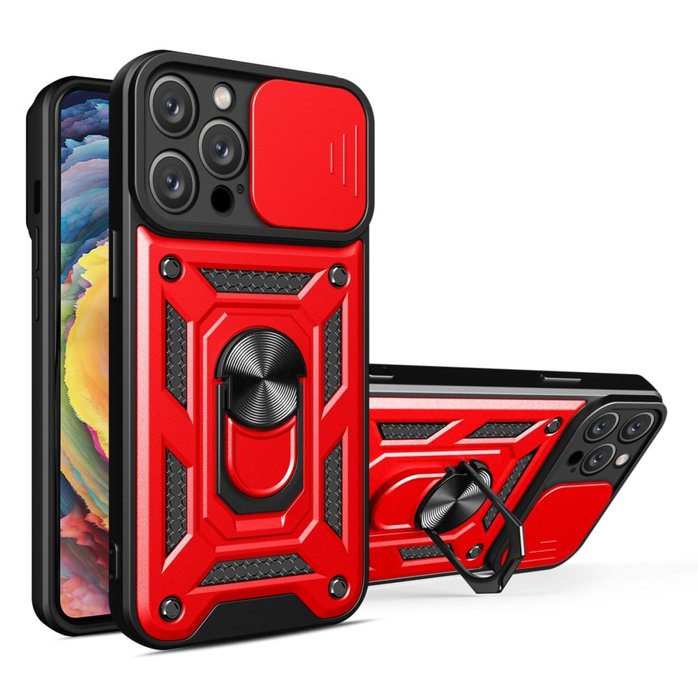 Funda para iPhone 13 Pro Max con protector de camara Rojo Resistente ante Caídas y Golpes