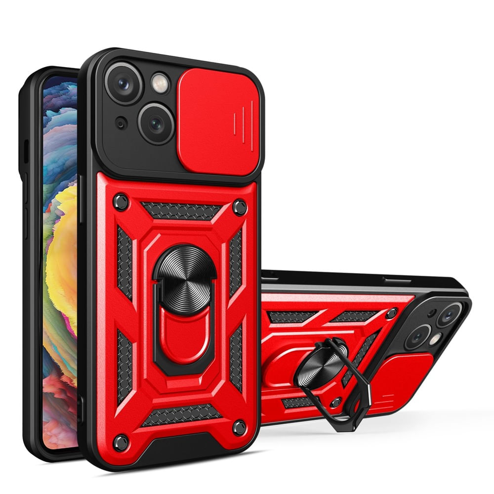 Funda Case para iPhone 14 con protector de camara Rojo Resistente ante Caídas y Golpes
