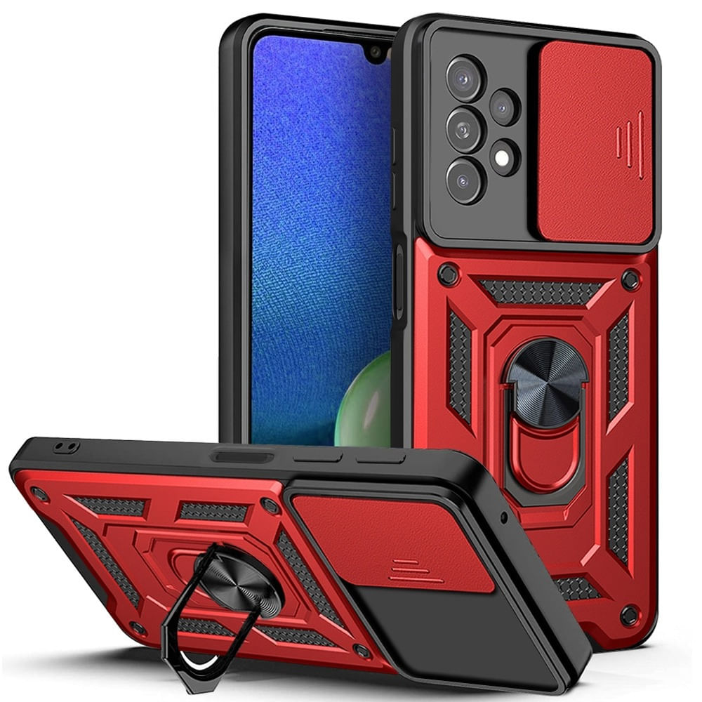 Funda Case para Samsung A52s con protector de camara Rojo Resistente ante Caídas y Golpes