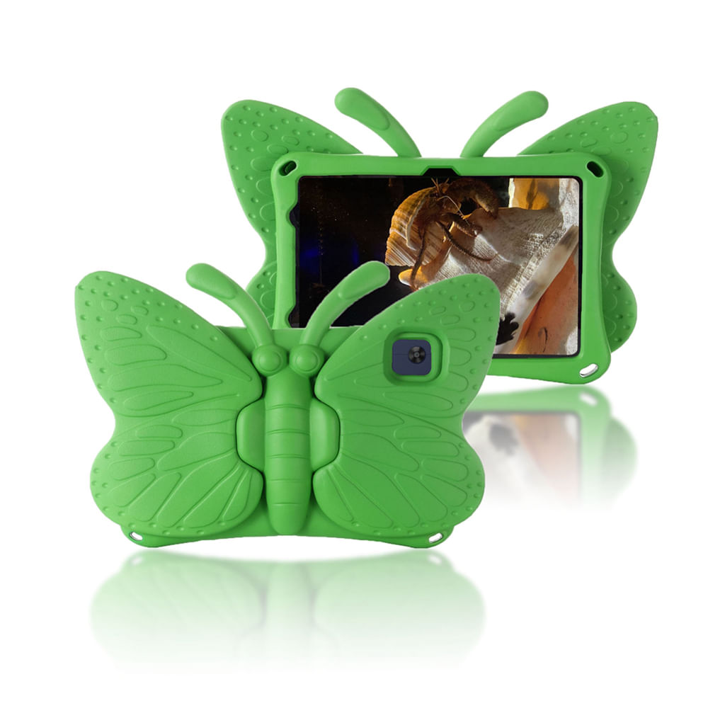 Funda para Huawei MatePad T10 9.7" de Goma Mariposa Verde Antishock Resistente a Caidas y Golpes