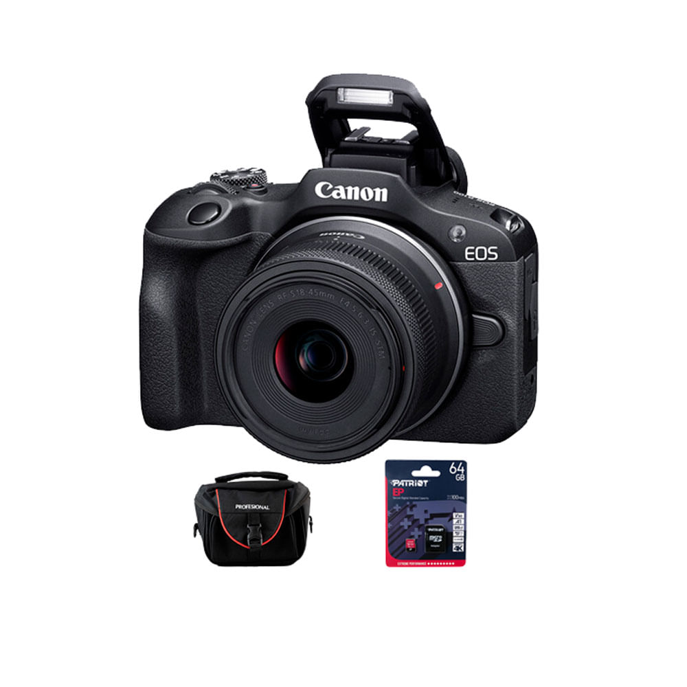 Camara Canon EOS R100 + 18-45mm IS STM (Gratis: Estuche + Mem.64GB)