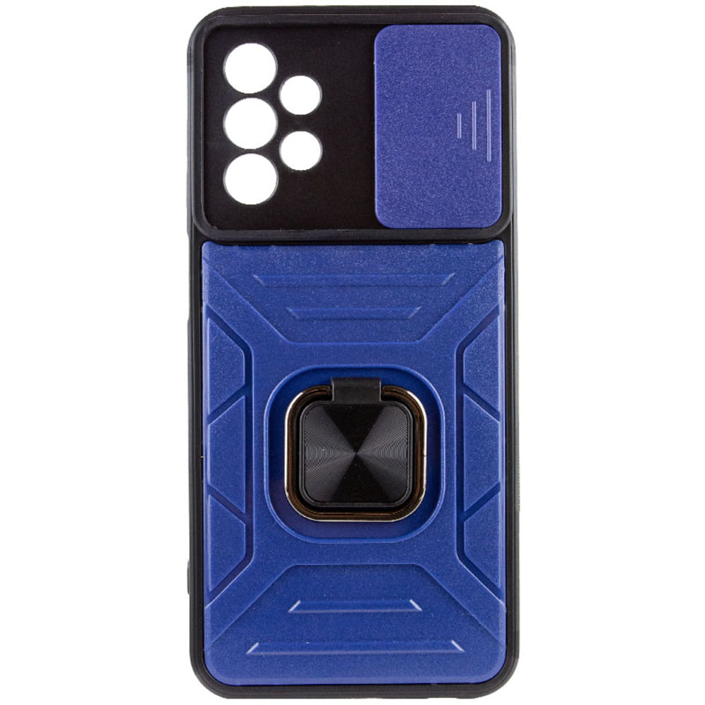 Funda Case de Samsung A73 5G Robot con Aro + protector de camara Azul con Aro y Protector Resistente