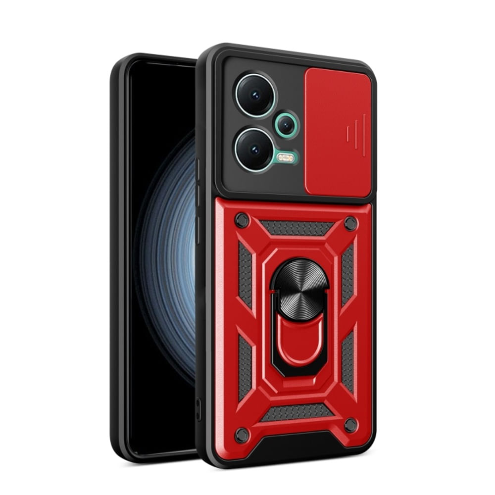 Funda Case de Xiaomi Redmi Note 12 4G con protector de camara Rojo Resistente ante Caídas y Golpes