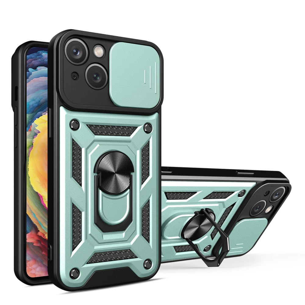 Funda Case for iPhone 14 Plus con protector de camara Verde Resistente ante Caídas y Golpes