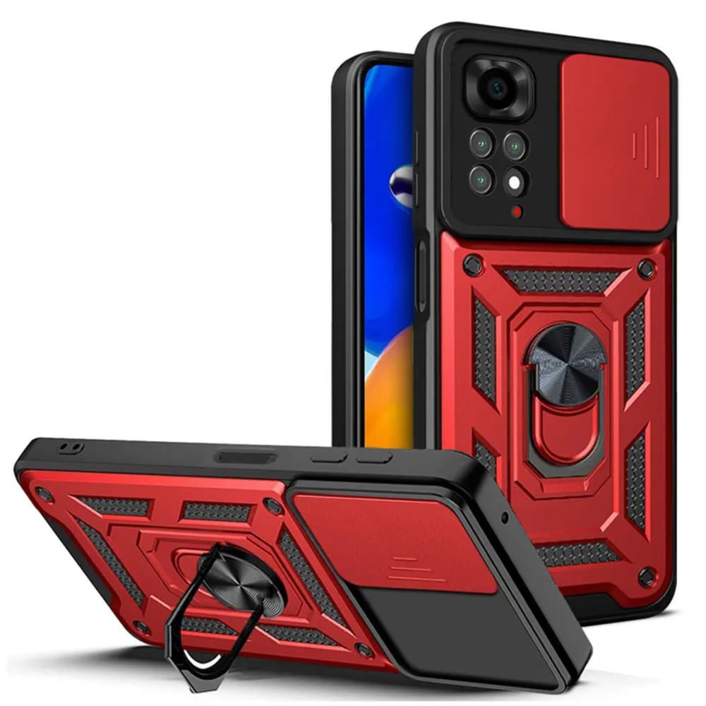 Funda Case for Xiaomi Note 11s con protector de camara Rojo Resistente ante Caídas y Golpes