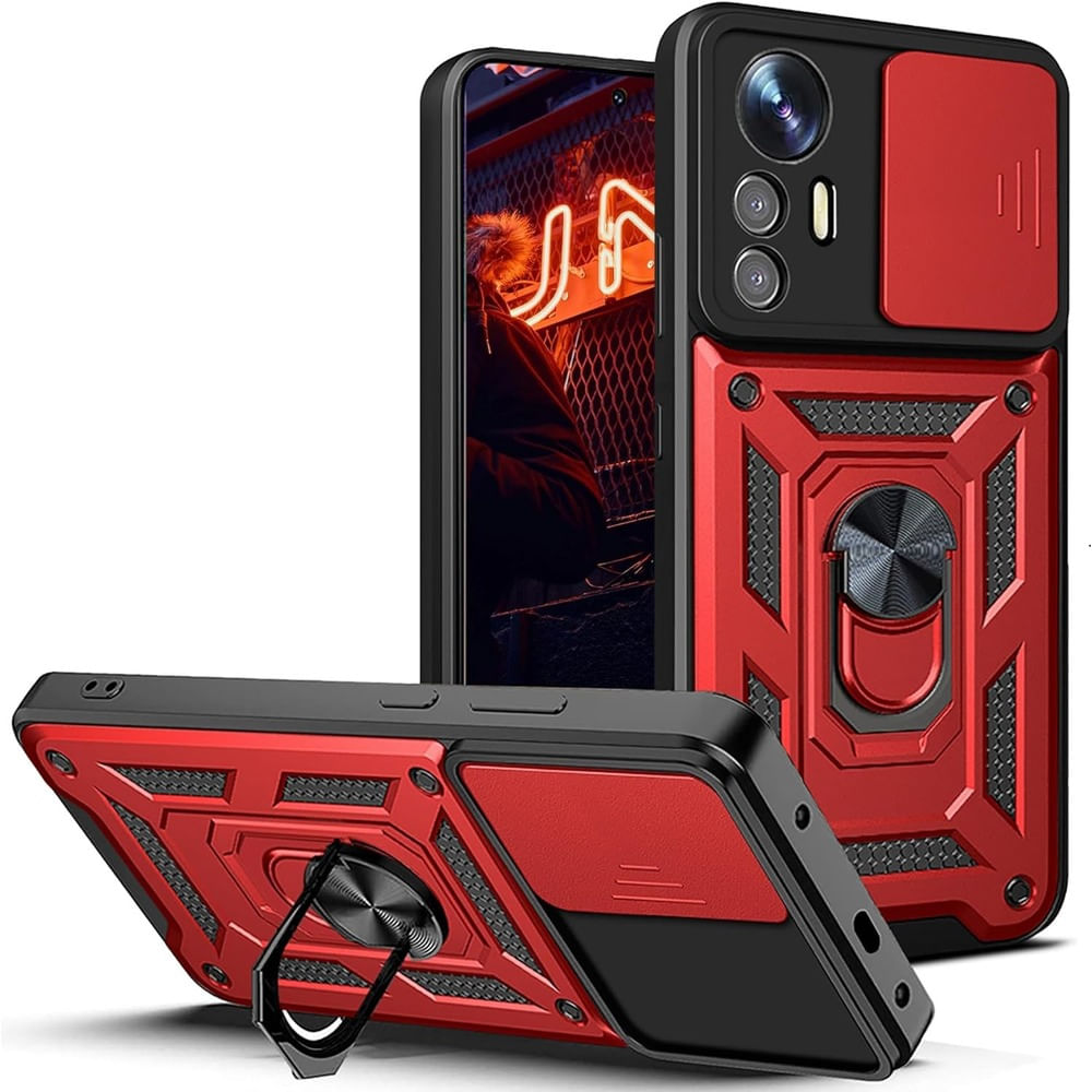 Funda Case para Xiaomi Redmi Note 12s con protector de camara Rojo Resistente ante Caídas y Golpes
