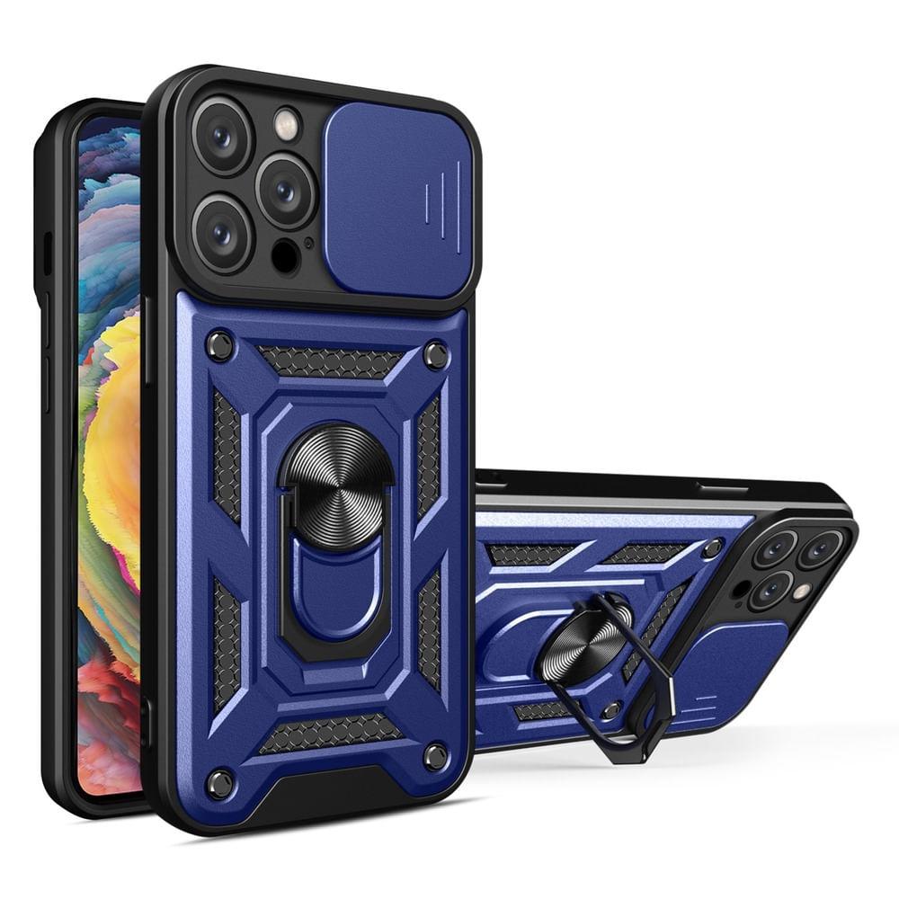 Funda para iPhone 13 Pro Max con protector de camara Azul Resistente ante Caídas y Golpes
