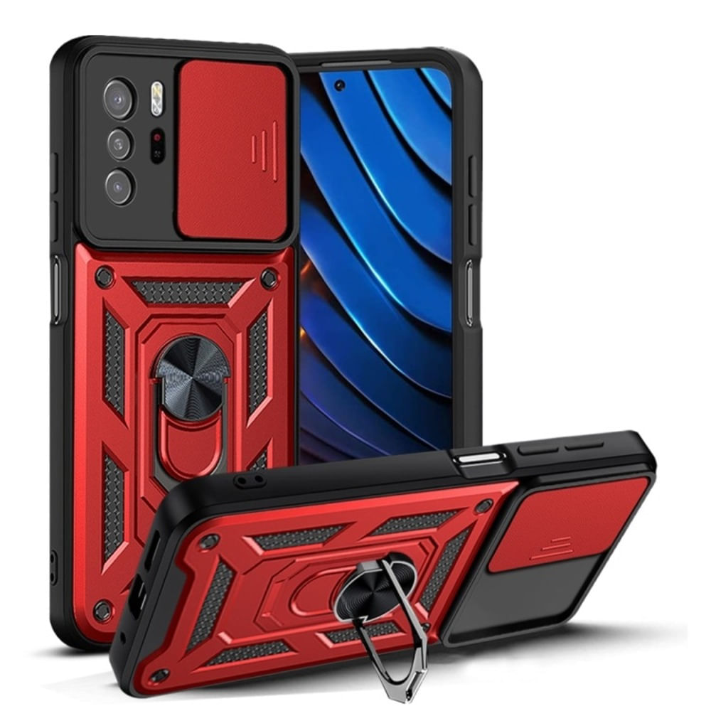 Funda para Xiaomi Redmi Note 10 Pro con protector de camara Rojo Resistente ante Caídas y Golpes
