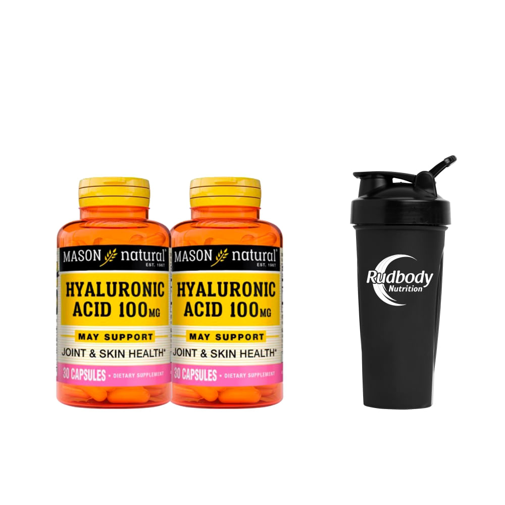 Combo Vitaminas Mason Natural - 2 Hyaluronic Acid 100 Mg (30 Cap) + Shaker