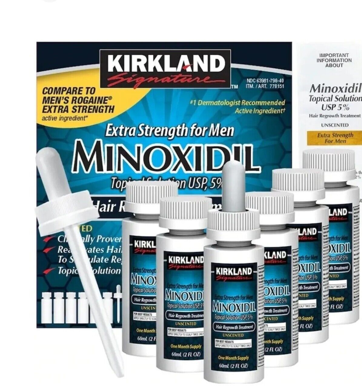 Minoxidil Kirkland Liquido Caja x 6 unidades Barba y Cabello