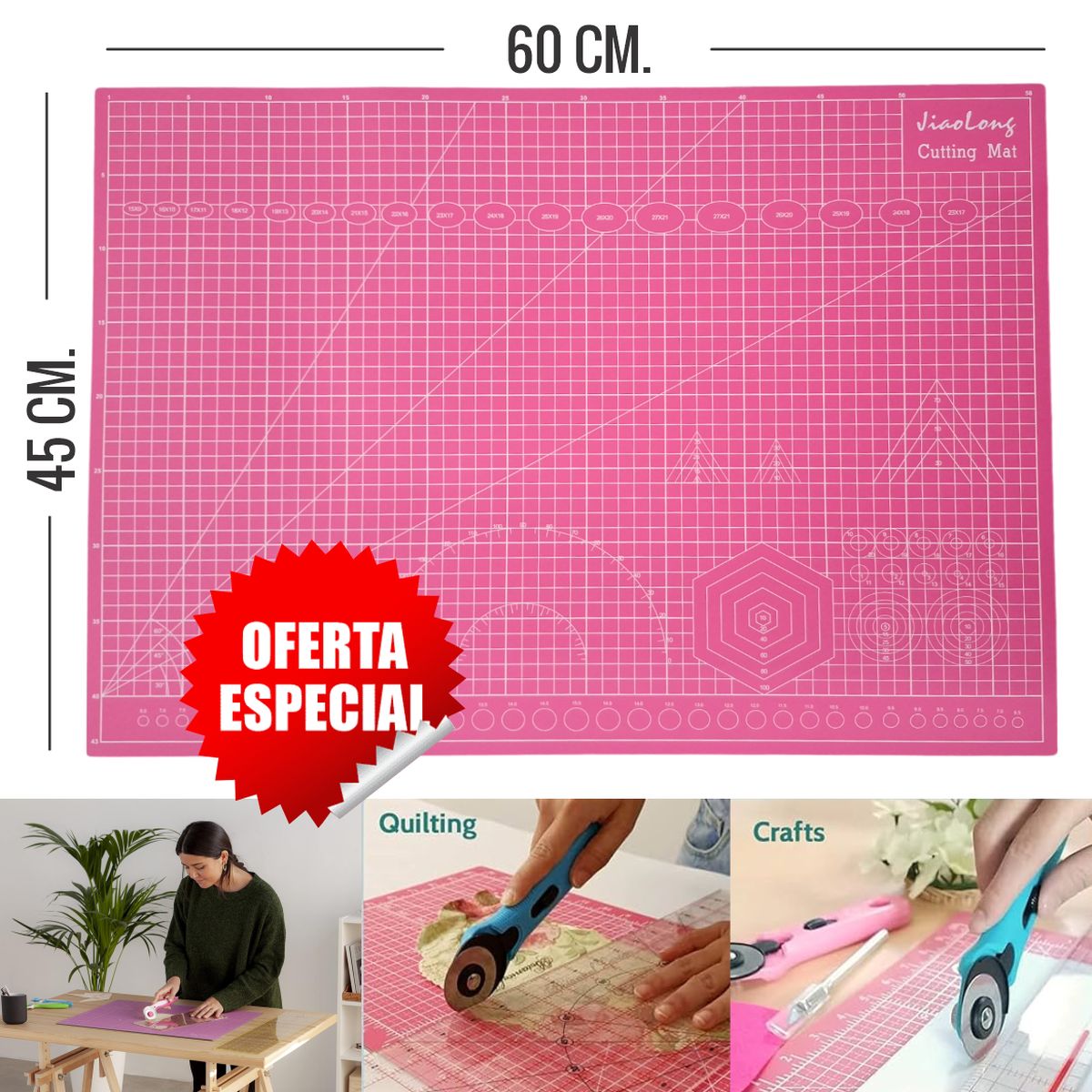 Cutting Mat A2 Plancha de Corte 60x45 cm. Autocurativa Rosado