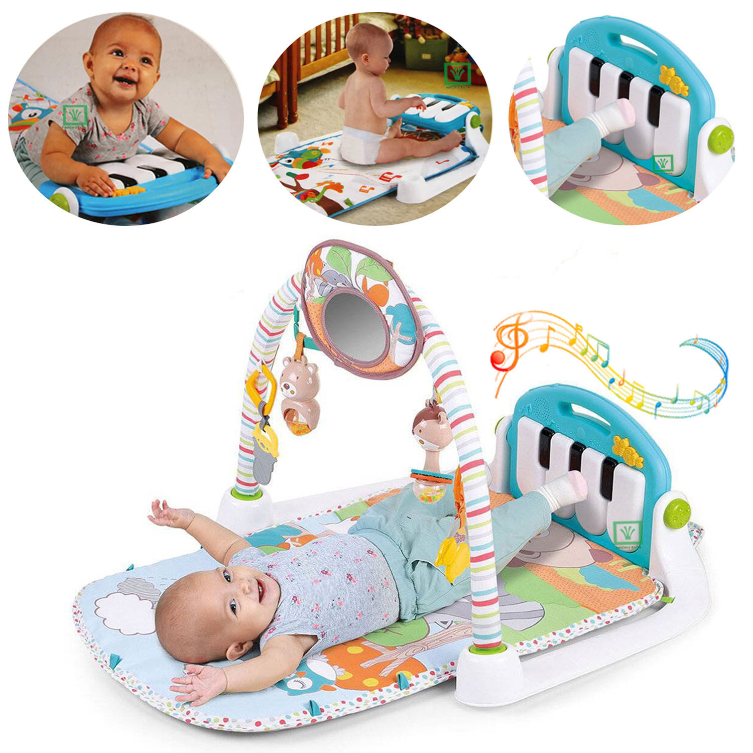 Gimnasio Piano Patadita Con Luces Sonido Y Espejo Konig Kids