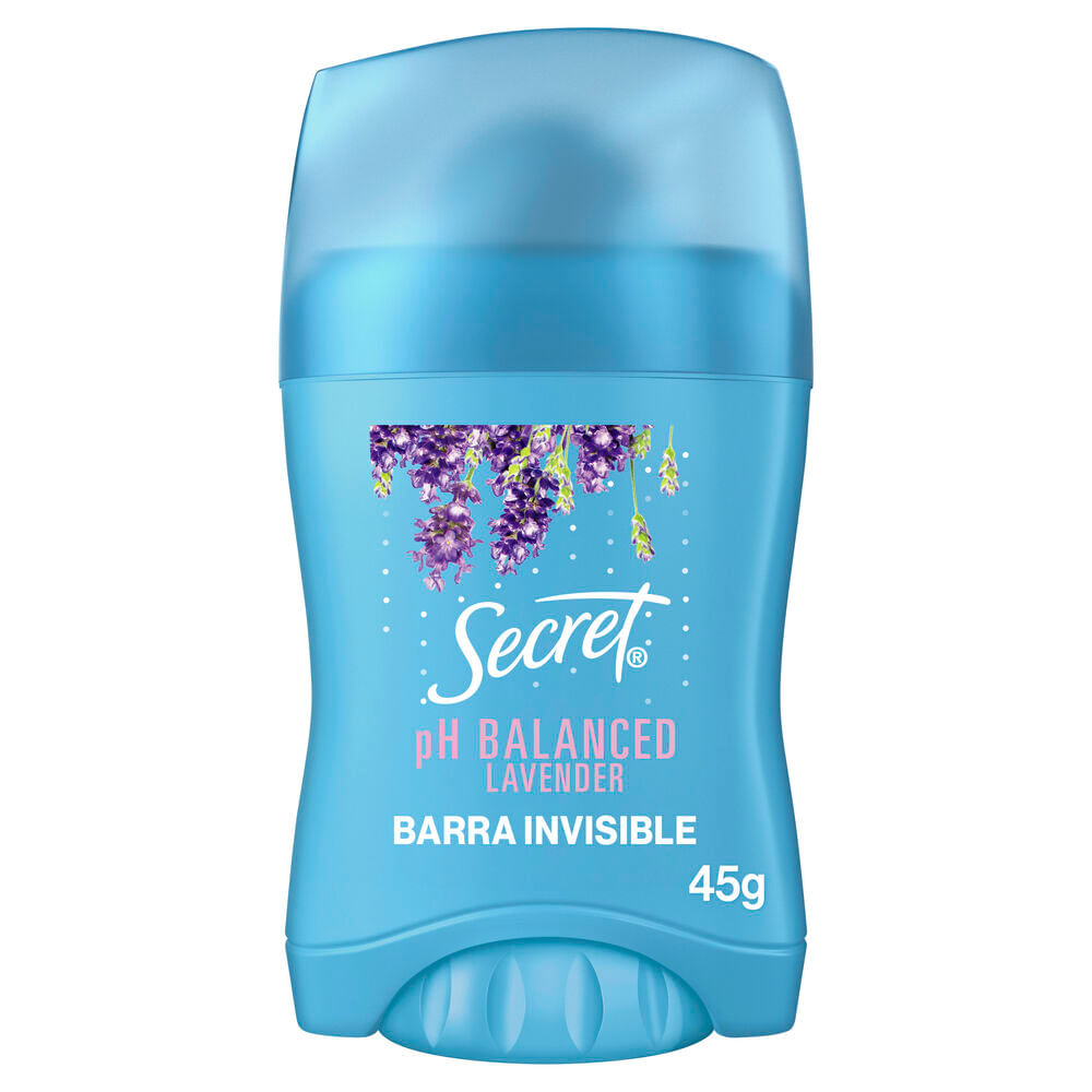Desodorante para mujer SECRET Antitranspirante en barra invisible pH Balanced Lavanda 45g