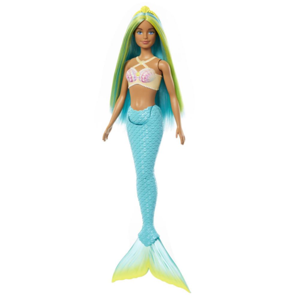 Muñeca Barbie Fantasia Sirena Cabello Verde Y Azul