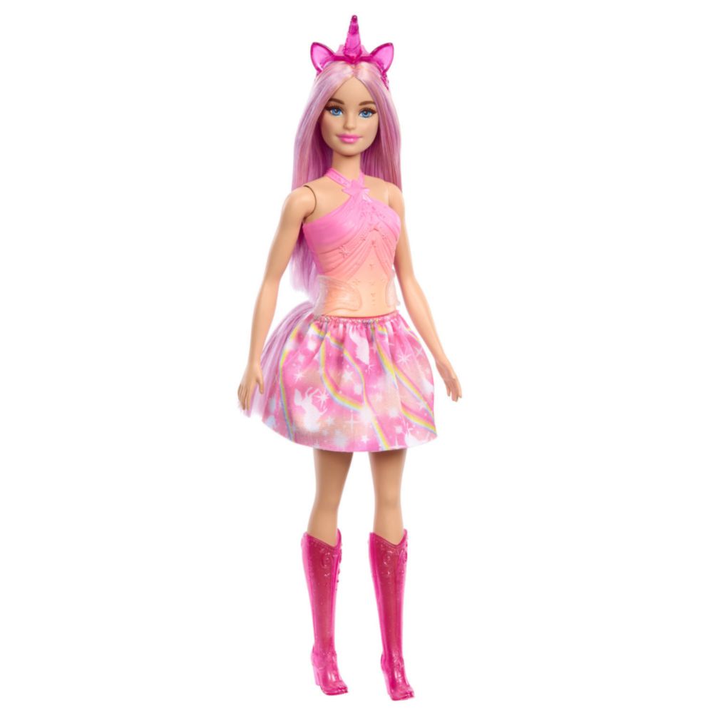 Muñeca Barbie Fantasía Unicorn Falda Rosa