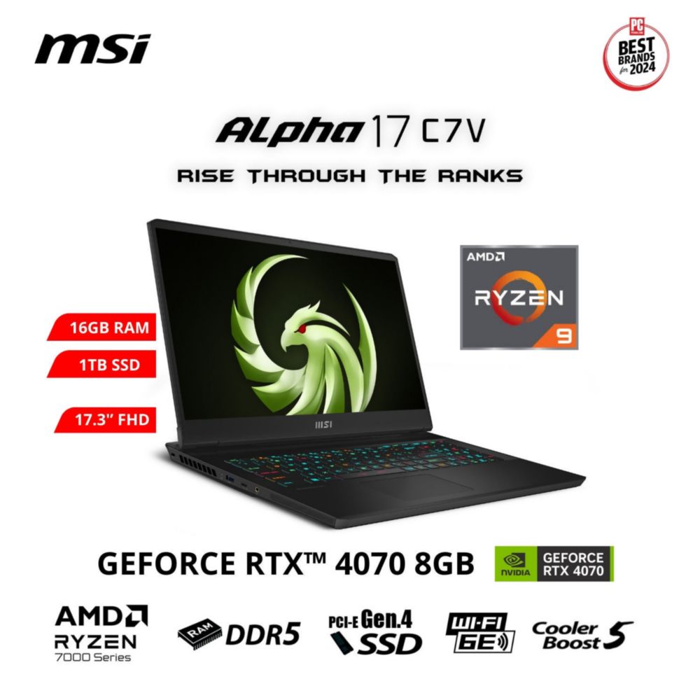 Laptop MSI Alpha 17 RZ9-7945HX 1TB SSD 16GB RAM RTX 4070