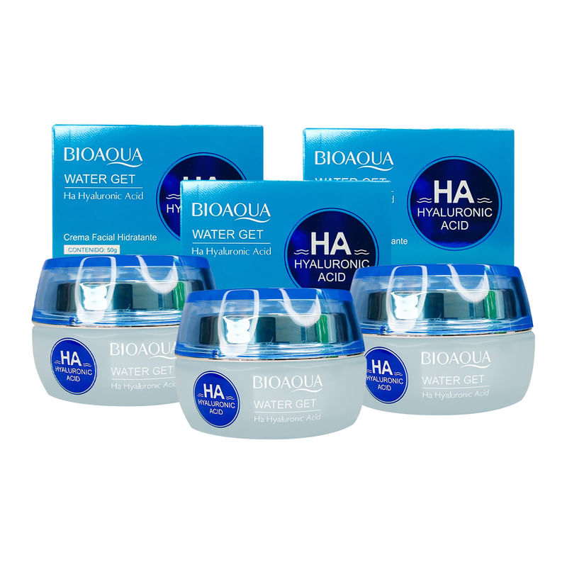 Water Get Ha Hyaluronic Acid Crema Facial Hidratante 50g Bioaqua 3 Unidades