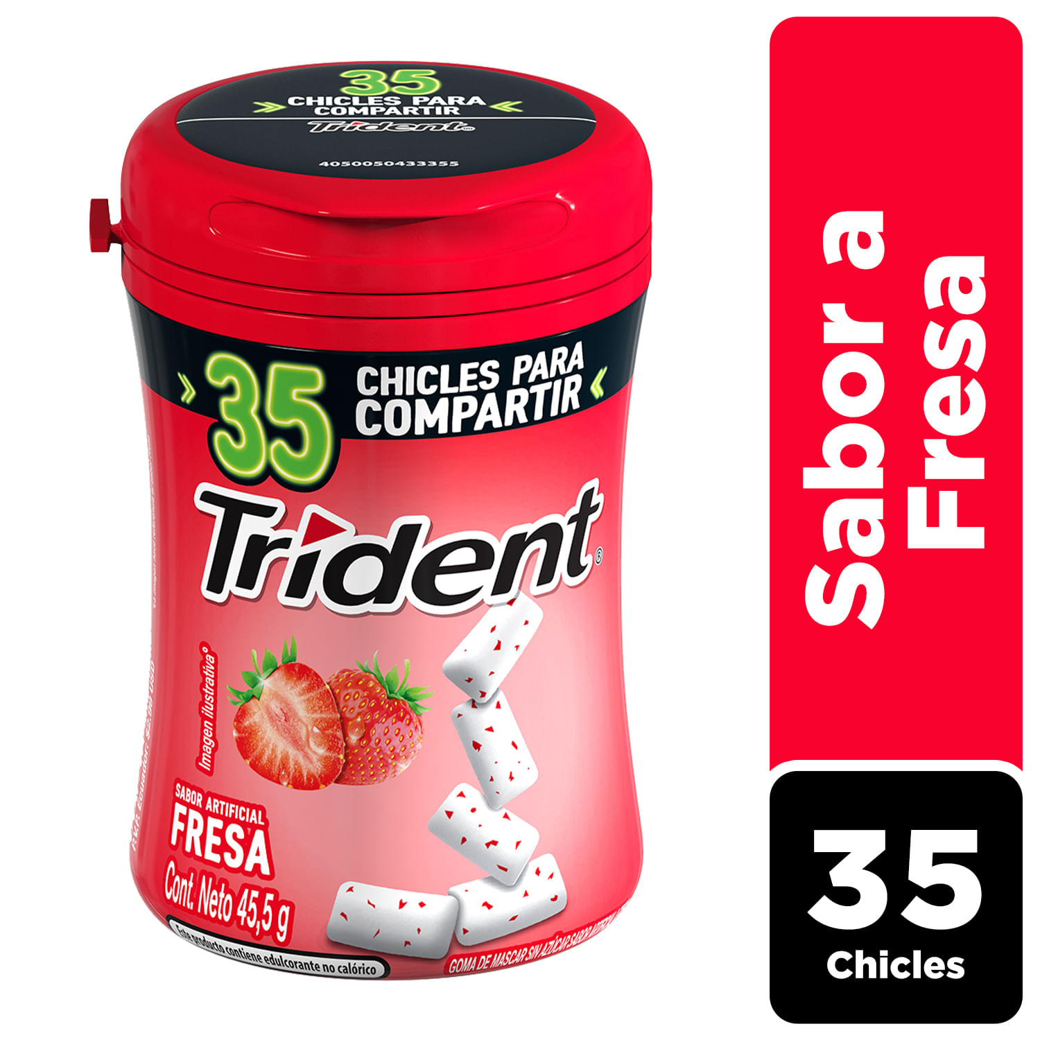 Chicle TRIDENT Botella Sin Azúcar sabor Fresa Envase 35un