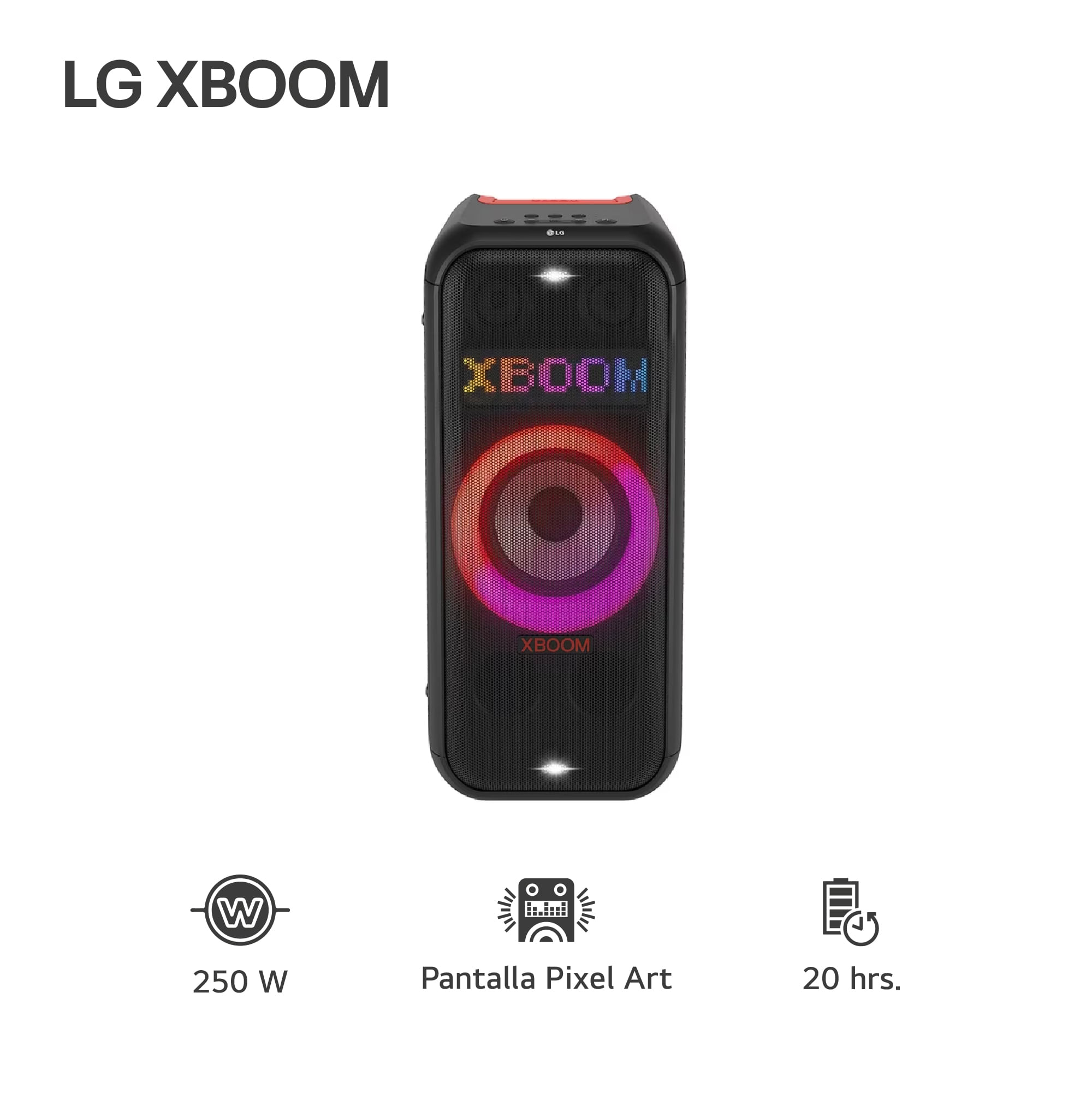 Parlante LG XBOOM XL7S 250W Bluetooth IPX4 Pixel Art 20 Horas de Batería