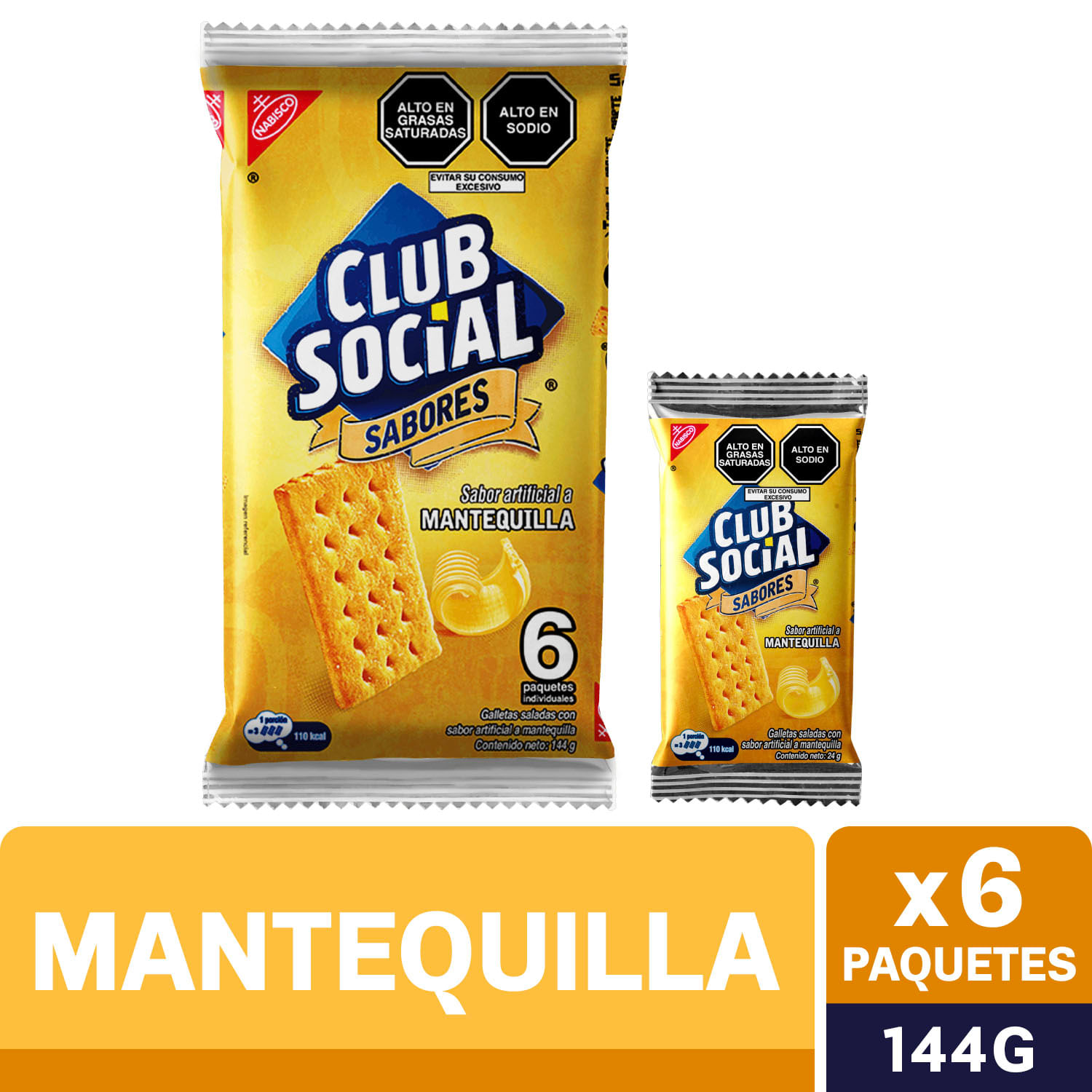 Galletas Saladas CLUB SOCIAL sabor Mantequilla Paquete 6un