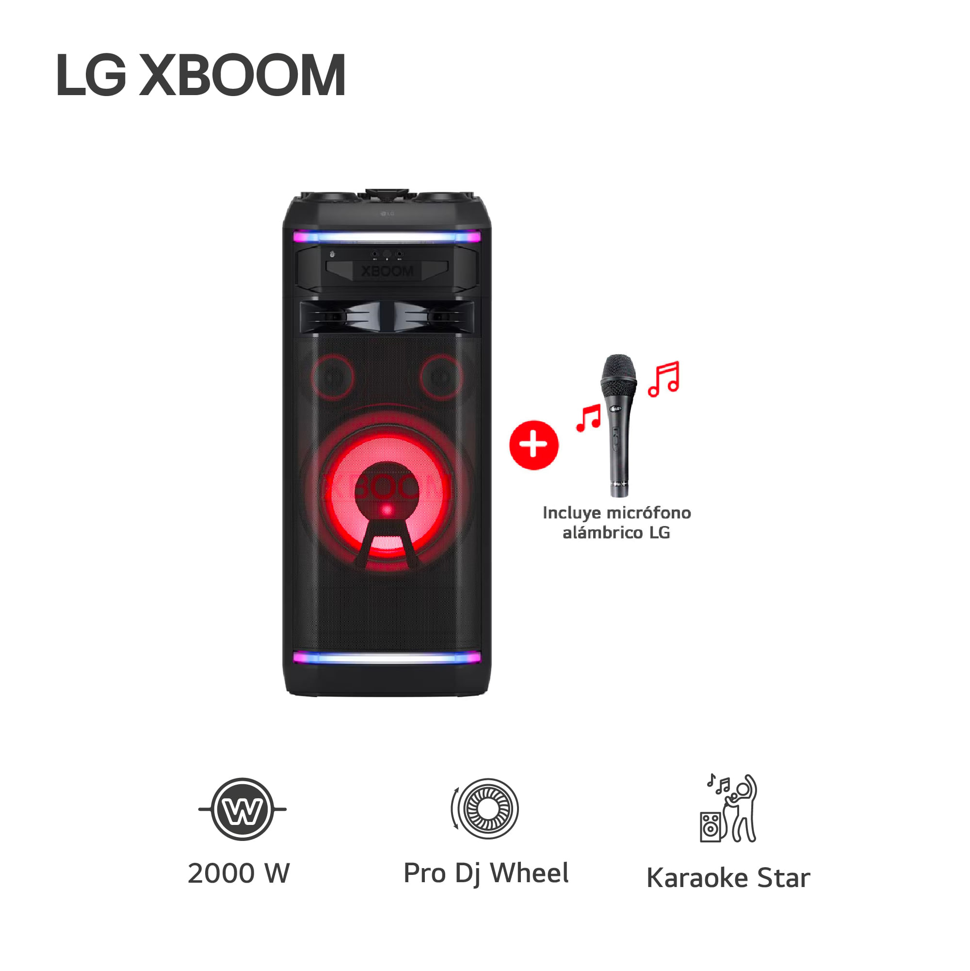 Torre de sonido LG XBOOM OK99M 2000W Bluetooth Karaoke Star