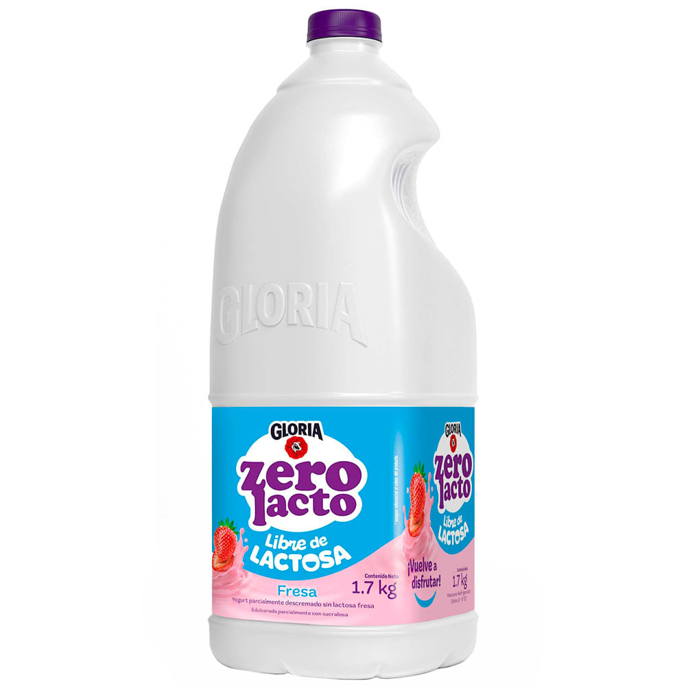 Yogurt Zero Lactosa  GLORIA Sabor a Fresa Galonera 1.7Kg