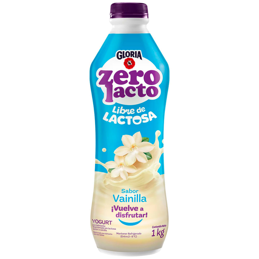 Yogurt Zero Lactosa  GLORIA Sabor a Vainilla Botella 1Kg