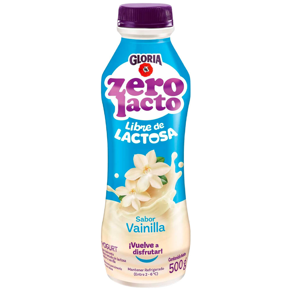 Yogurt Zero Lactosa  GLORIA Sabor a Vainilla Botella 500g