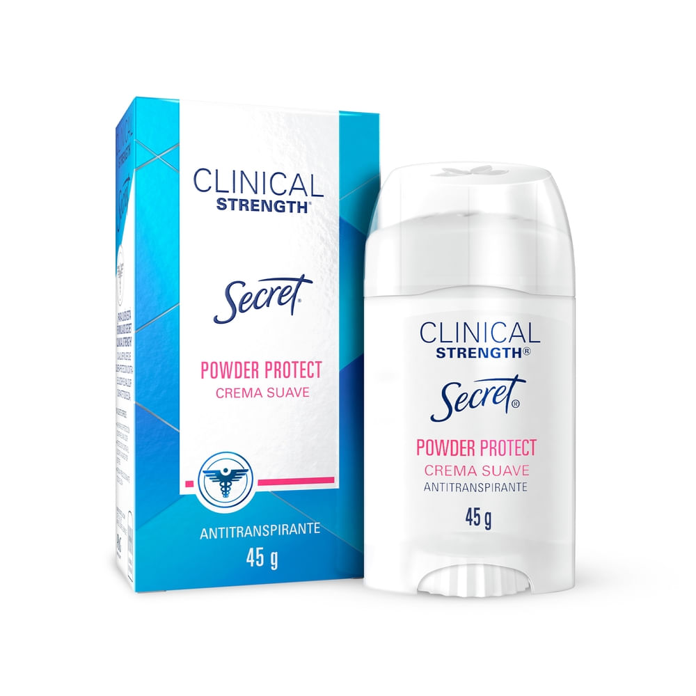 Desodorante Mujer SECRET Antitranspirante en Crema Suave Clinical Strength Powder Protect 45g