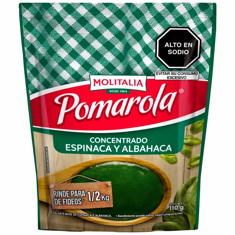 Concentrado de Espinaca y Albahaca POMAROLA Doypack 110g