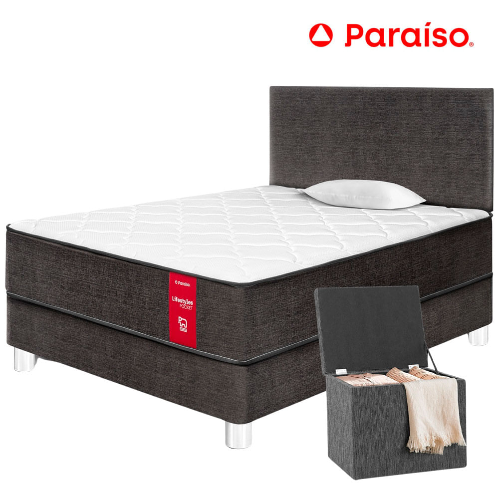Dormitorio PARAISO Lifestyles Pocket 1.5 Plazas + Baúl Chico