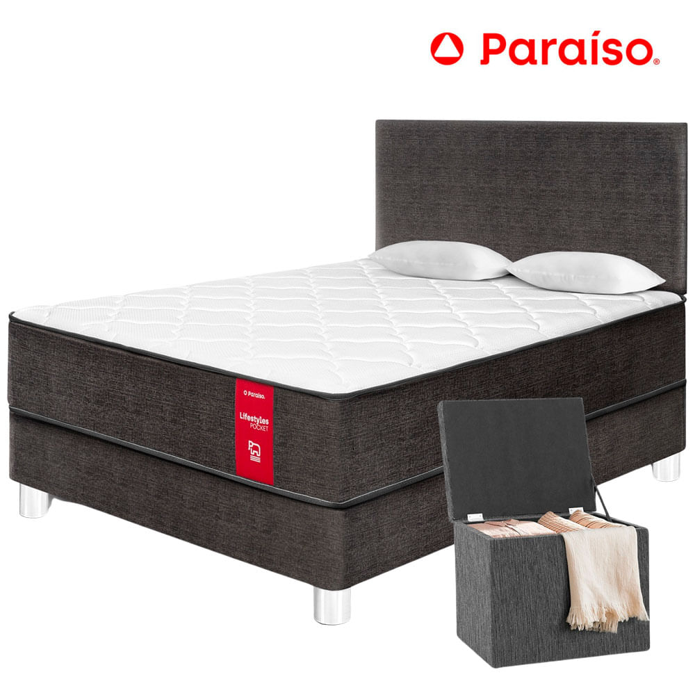 Dormitorio PARAISO Lifestyles Pocket 2 Plazas + Baúl Chico