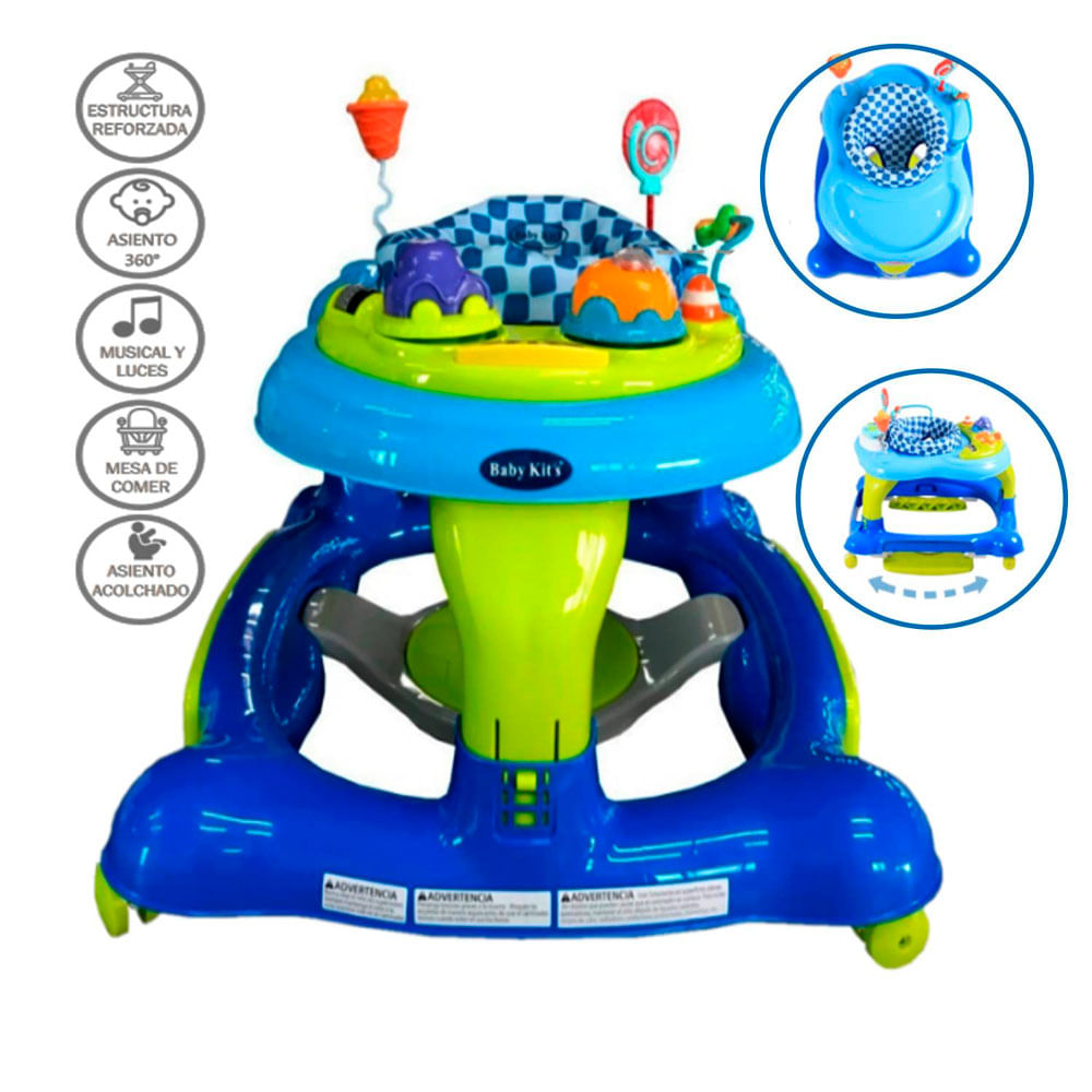 Andador 3 en 1 Baby Kits Centro de Actividad 360° Azul