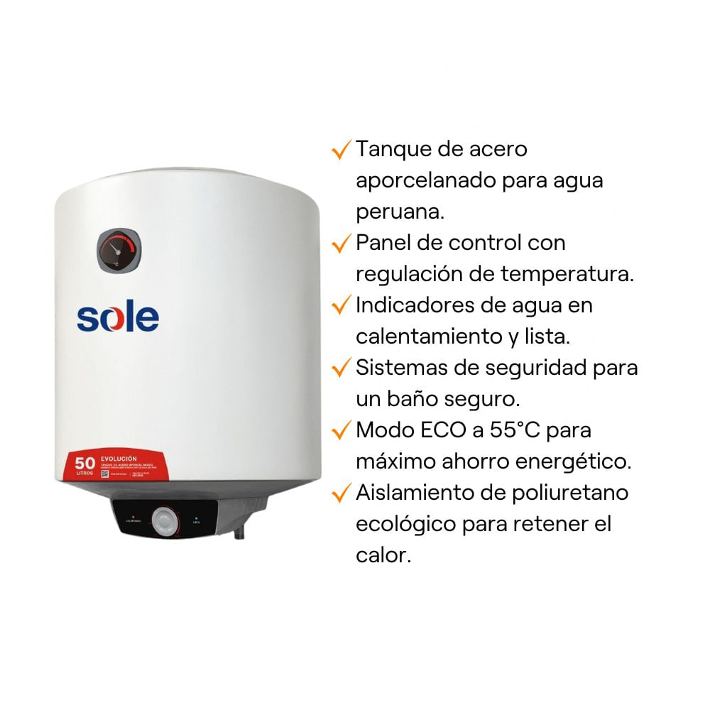 Terma Evolucion 50 litros con accesorios Sole